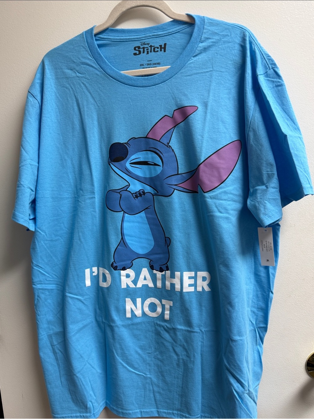 Disney Stitch Blue Graphic Tee - "I'd Rather Not"